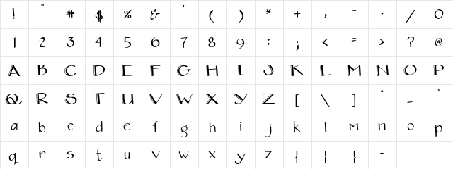 DJ Classic Regular  glyph index