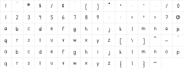 MTF Be Mine Regular  glyph index