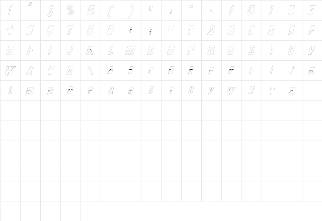 MarinerCondensedOutline Regular  glyph index
