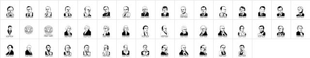 LCR American Presidents Regular  glyph index