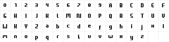 HEAVYwood Bold  glyph index