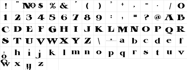 LHF Esoteric New REG Regular  glyph index