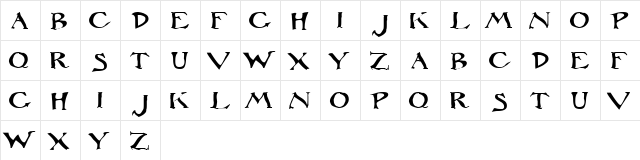 NonsenseCaps Normal  glyph index