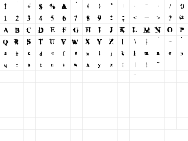 cymptums Regular  glyph index