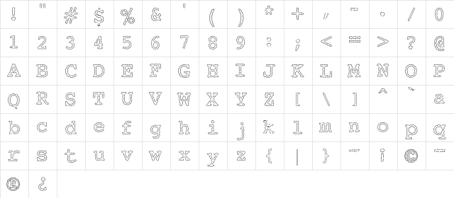 Electric Hermes Regular  glyph index