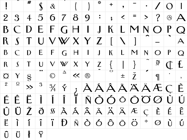 Newyorkertype Regular  glyph index