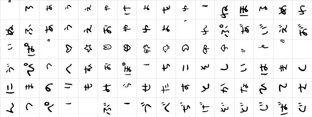 Holiday Hiraganat  glyph index