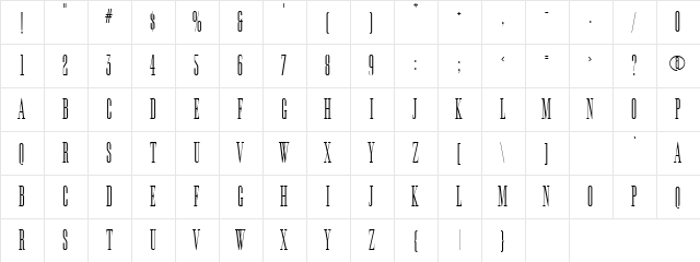 Frompton Regular  glyph index