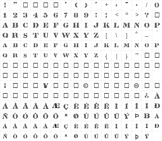 FZ UNIQUE 25 STRIPED Normal  glyph index