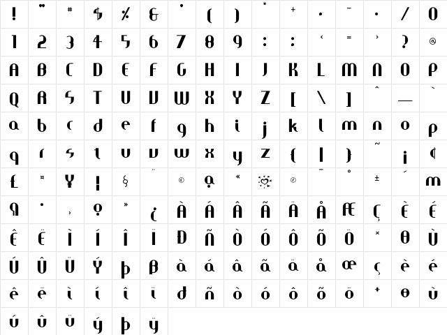 FastGirls ACup  glyph index