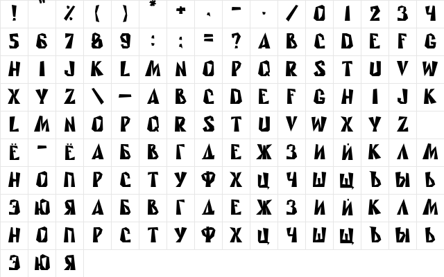 Rublik Regular  glyph index