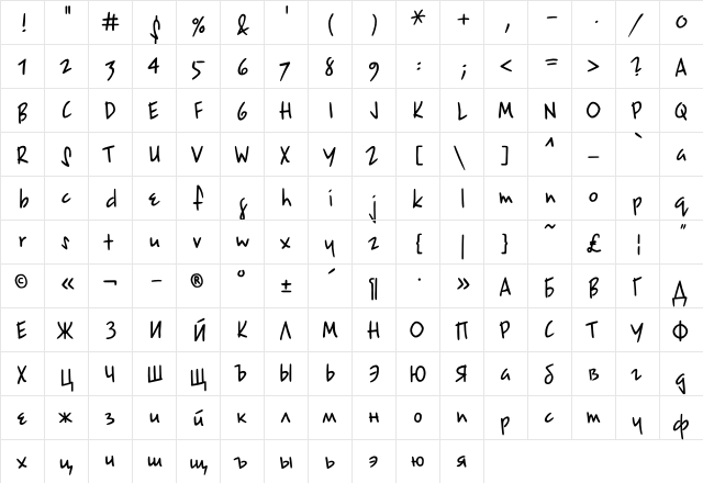 EpsilonC Regular  glyph index
