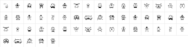 alien dude Regular  glyph index