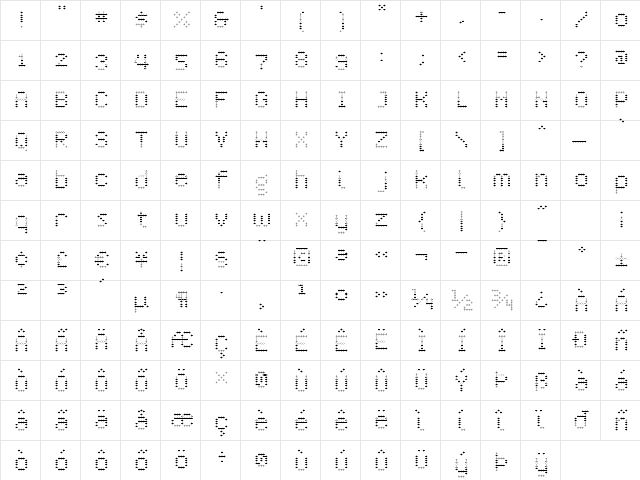 Crossover ExtraLight  glyph index