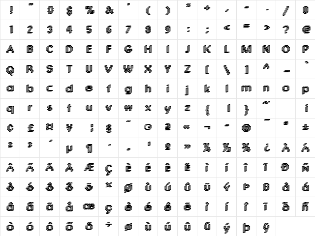 Rough04 Becker Regular  glyph index