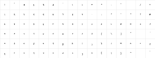 LDJ Lefthand Jam Regular  glyph index