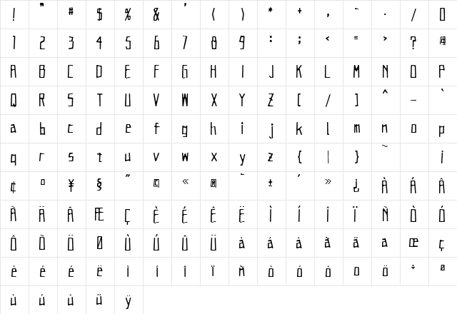 ss Rapid Eye Mo Regular  glyph index