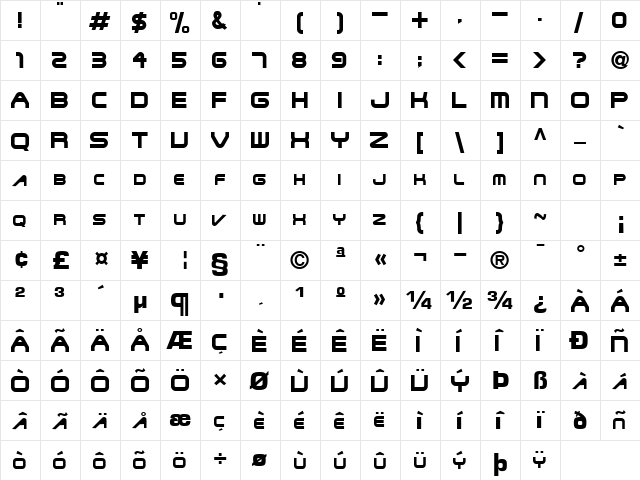 Peoples Regular  glyph index