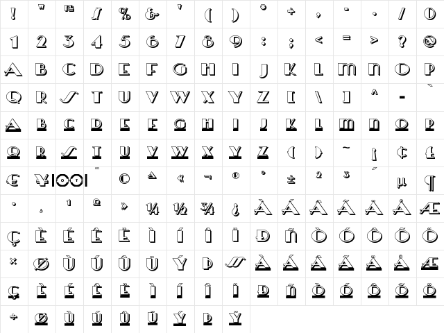 Herald Square Two NF Regular  glyph index