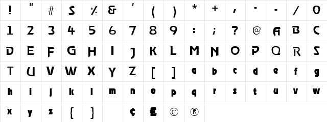 RoostLIGHT A  glyph index