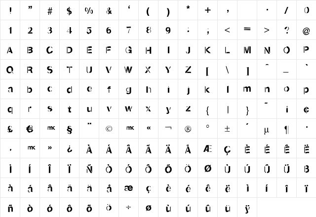 KenzotiquaSwinging Swinging  glyph index