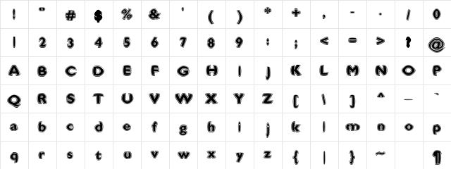 Contrive001 Regular  glyph index