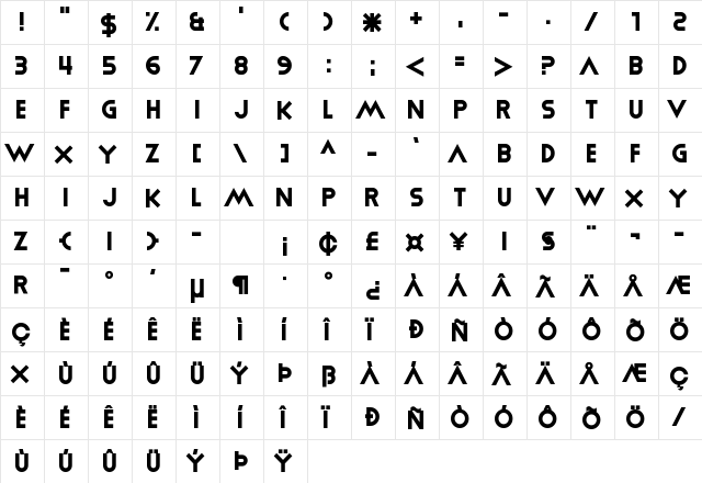 Miracle Day Regular  glyph index