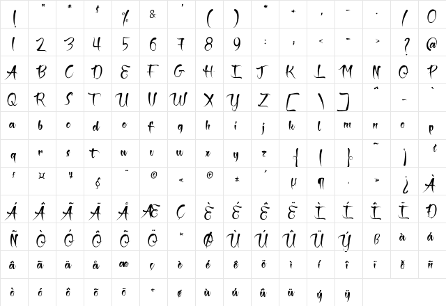 The Black Pearl Regular  glyph index