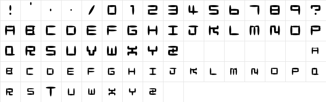 MaccoMac01 Regular  glyph index