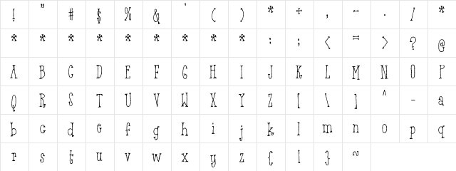 Breathtaking Beauty DEMO Regular  glyph index