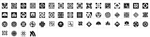 Orient Pattern Dings Set 1 Regular  glyph index