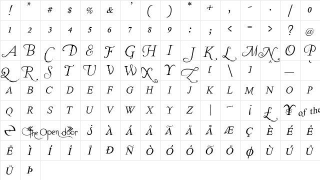 The Last Font I'm Wasting On You Italic  glyph index