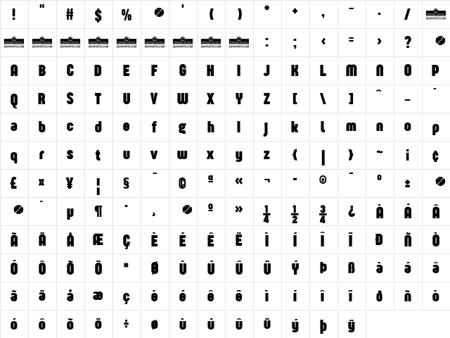 Sugo Pro Display Trial Bold  glyph index