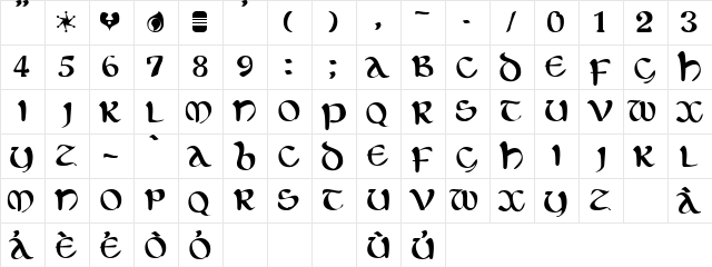 Eltic Regular  glyph index