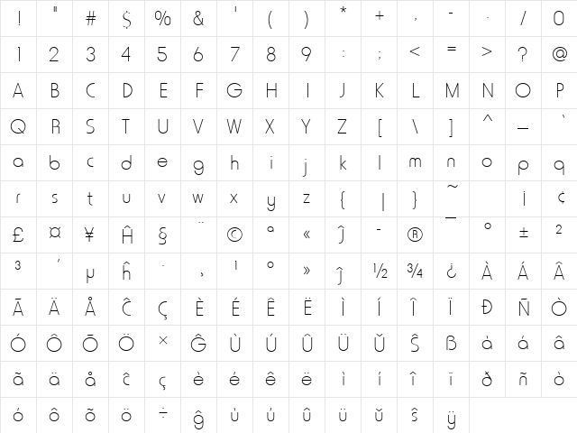 HoratioDLig Eo Regular  glyph index