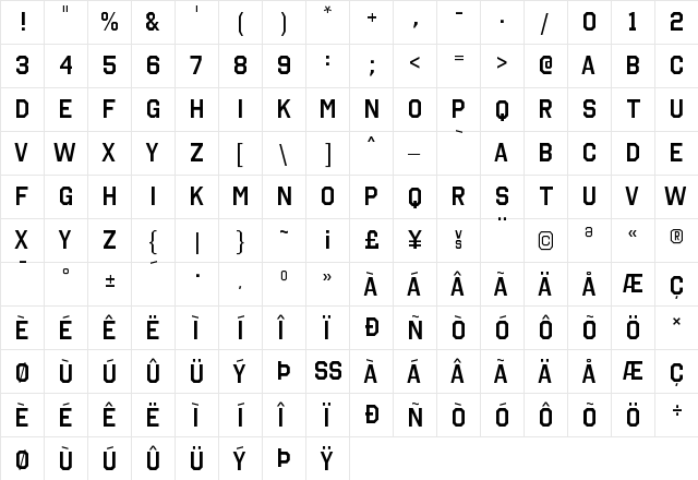 Octin College SemiBold  glyph index