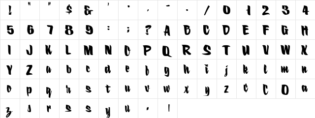 1 O'Daily DNA Regular  glyph index
