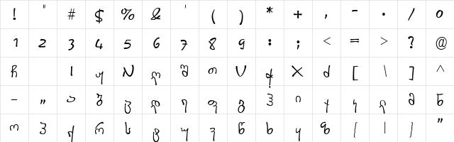 Daviti Regular  glyph index