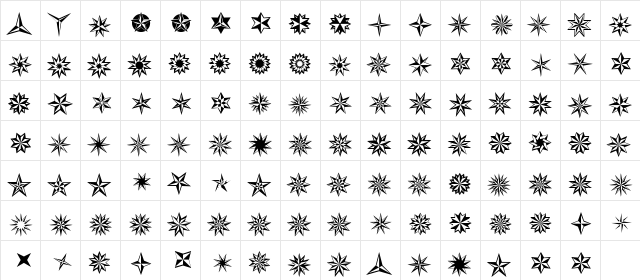 XStarsAndStripesOne Regular  glyph index