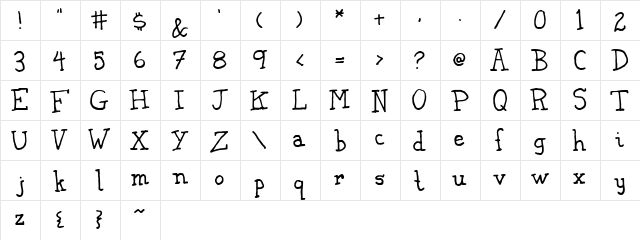 KooRear Regular  glyph index