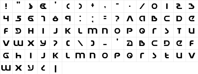 Universal Jack Regular  glyph index