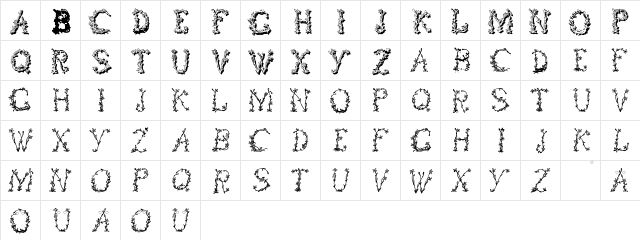 FloralTwo Regular  glyph index