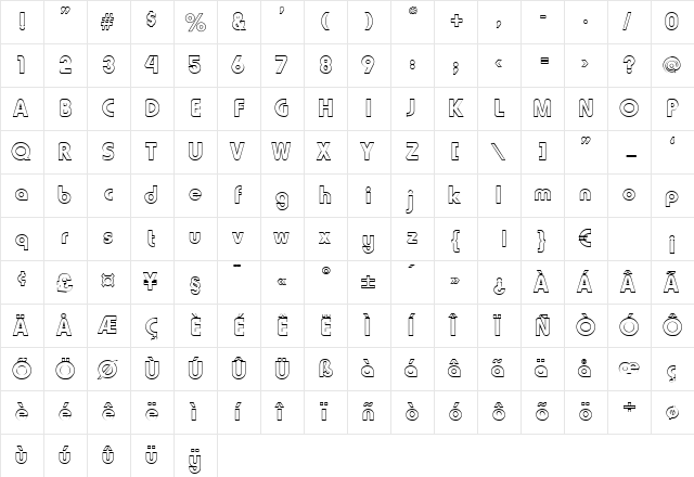 CremonaOpen Regular  glyph index