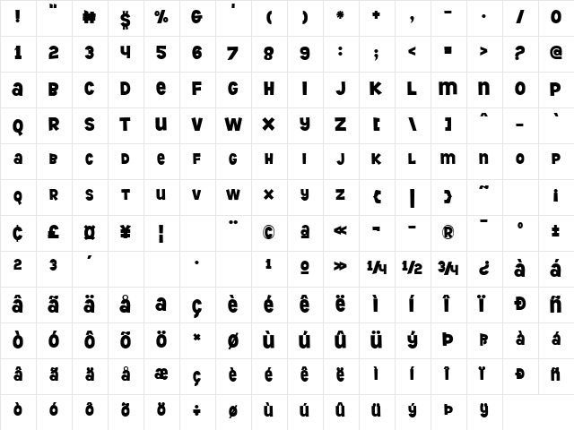 DiscoMonkey Regular  glyph index