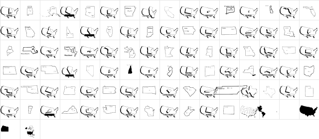 USAStateMaps Regular  glyph index