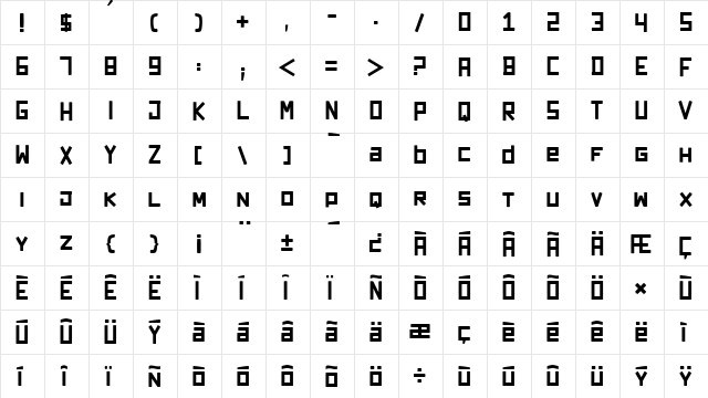 dark forest Regular  glyph index
