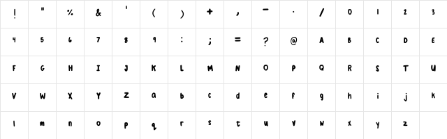 Little Big Alphabet Regular  glyph index