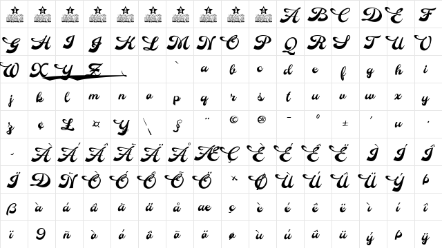 Dinasty Personal Use Regular  glyph index