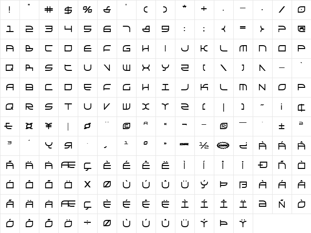 Galga Bold Condensed Bold Condensed  glyph index