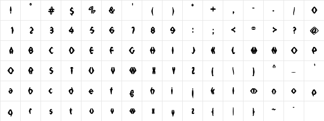 Dross04Dark Regular  glyph index